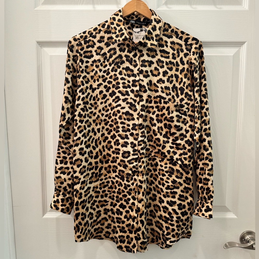 Zara Leopard Oversized Blouse
